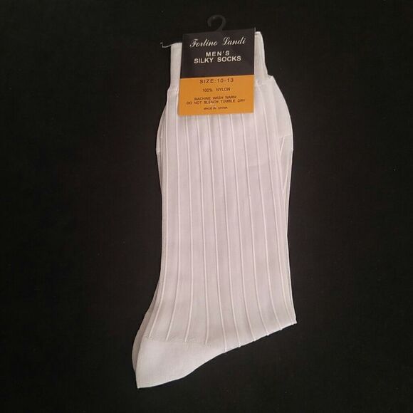 MEN'S FORTINO LANDI/MILANO MODA WHITE SILKY SHEER DRESS SOCK. S01. - Picture 1 of 3